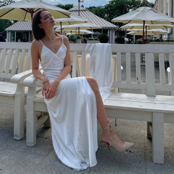 Ivory Silk Slip Dress - Picture 3 of 9